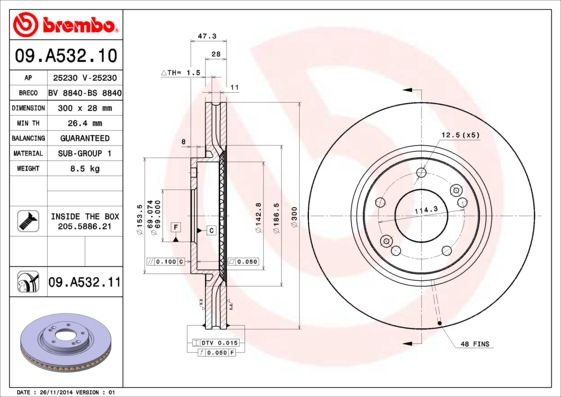 Гальмівний диск BREMBO 09.A532.11