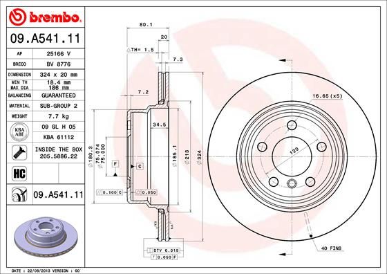 Stabdžių diskas BREMBO 09.A541.11