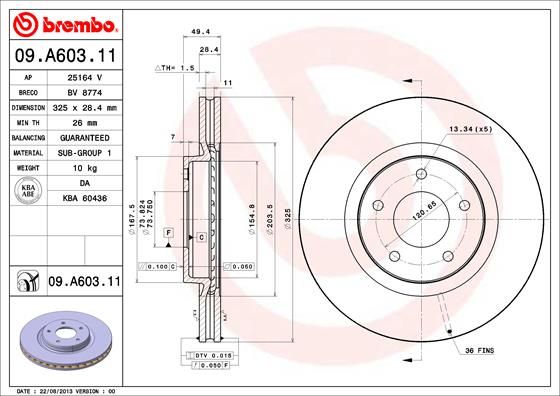 Stabdžių diskas BREMBO 09.A603.11