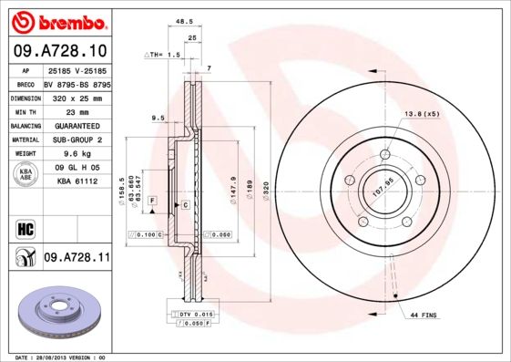 Stabdžių diskas BREMBO 09.A728.11