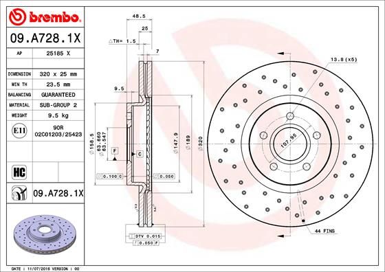 Гальмівний диск BREMBO 09.A728.1X