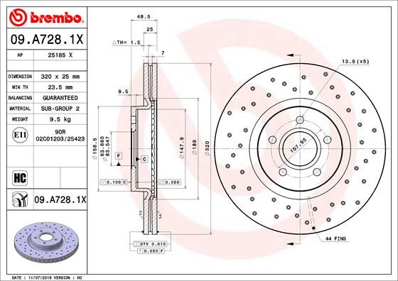 Stabdžių diskas BREMBO 09.A728.1X