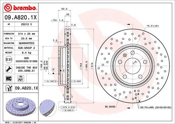 Brake Disc BREMBO 09.A820.1X