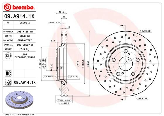 Brake Disc BREMBO 09.A914.1X