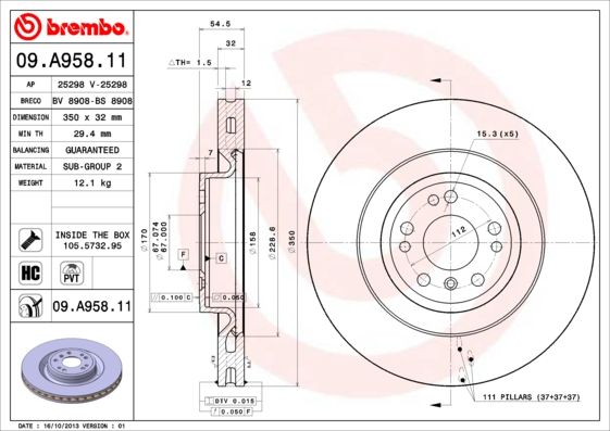 Brake Disc BREMBO 09.A958.11