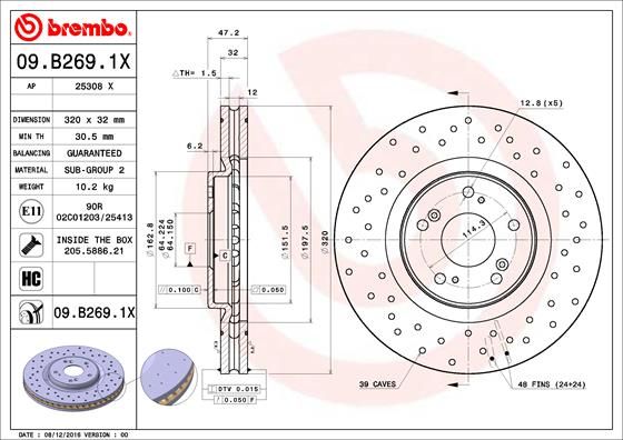 Stabdžių diskas BREMBO 09.B269.1X