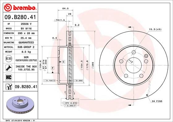 Гальмівний диск BREMBO 09.B280.41