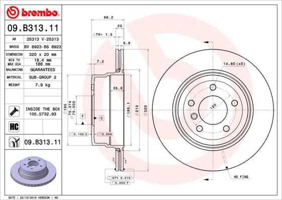 Brake Disc BREMBO 09.B313.11