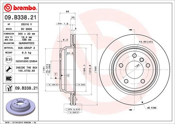 Гальмівний диск BREMBO 09.B338.21