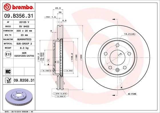 Brake Disc BREMBO 09.B356.31