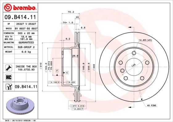 Brake Disc BREMBO 09.B414.11