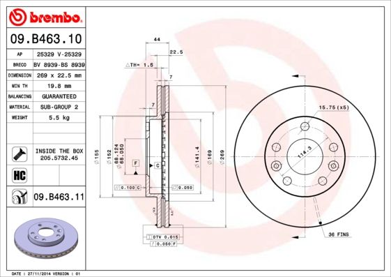 Brake Disc BREMBO 09.B463.11