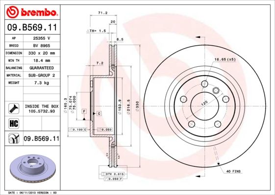 Brake Disc BREMBO 09.B569.11