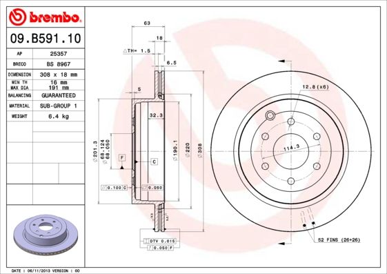 Stabdžių diskas BREMBO 09.B591.10