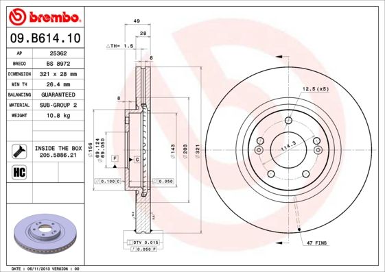 Brake Disc BREMBO 09.B614.10