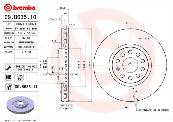 Brake Disc BREMBO 09.B635.11