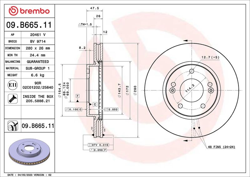 Stabdžių diskas BREMBO 09.B665.11