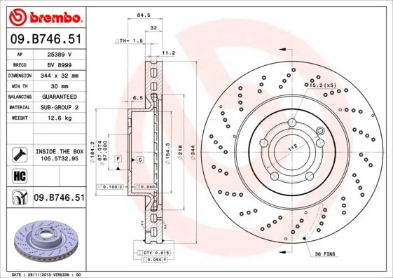 Гальмівний диск BREMBO 09.B746.51