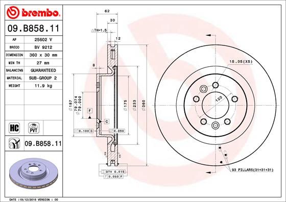 Stabdžių diskas BREMBO 09.B858.11