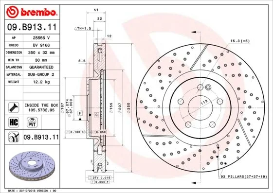Brake Disc BREMBO 09.B913.11