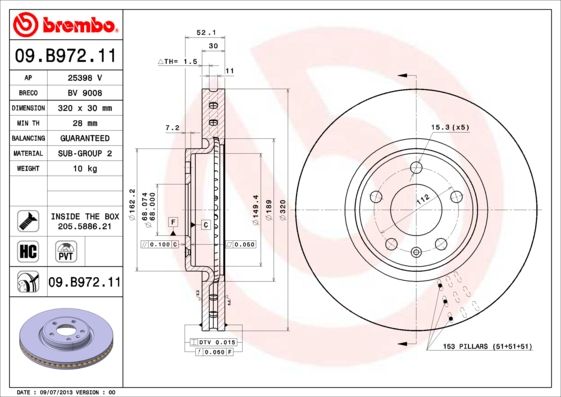 Brake Disc BREMBO 09.B972.11