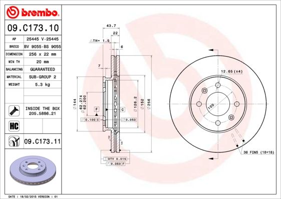 Stabdžių diskas BREMBO 09.C173.11