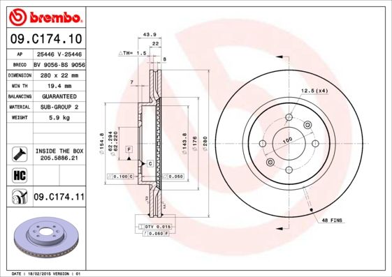 Stabdžių diskas BREMBO 09.C174.11