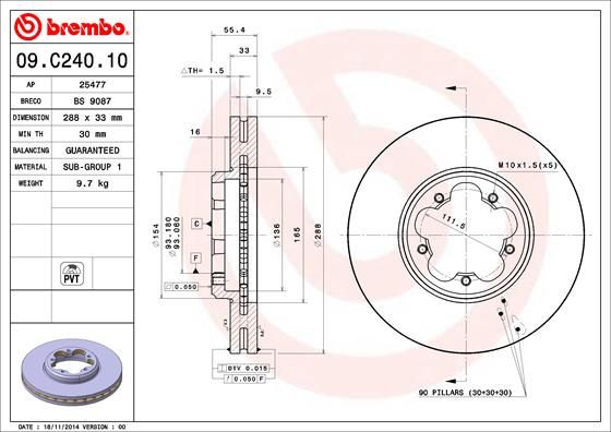 Stabdžių diskas BREMBO 09.C240.10