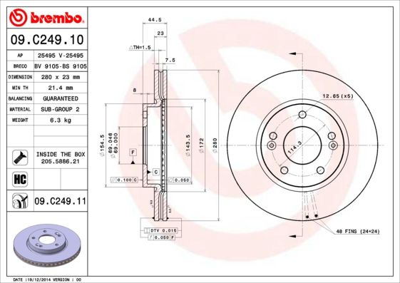 Гальмівний диск BREMBO 09.C249.11