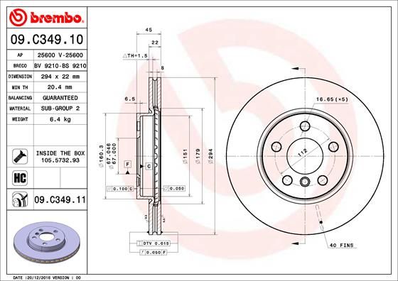 Stabdžių diskas BREMBO 09.C349.11