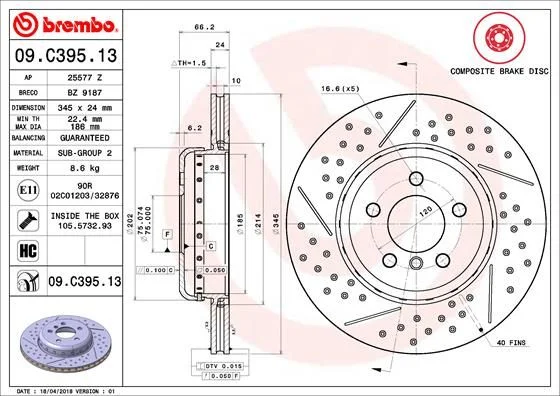 Гальмівний диск BREMBO 09.C395.13