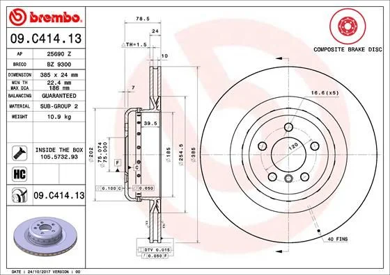 Brake Disc BREMBO 09.C414.13