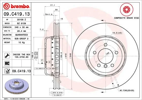 Brake Disc BREMBO 09.C419.13