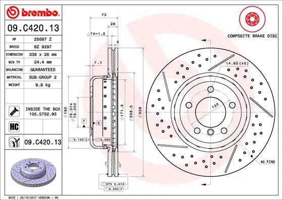 Гальмівний диск BREMBO 09.C420.13