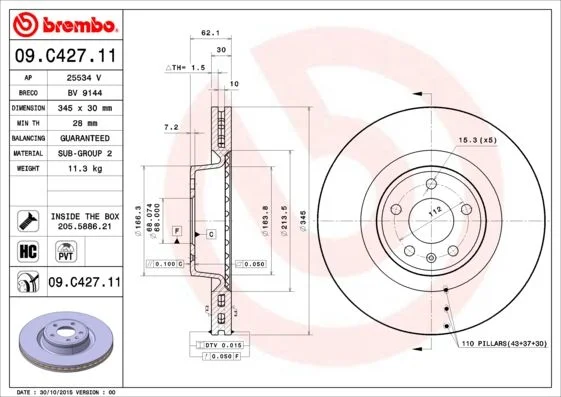 Гальмівний диск BREMBO 09.C427.11