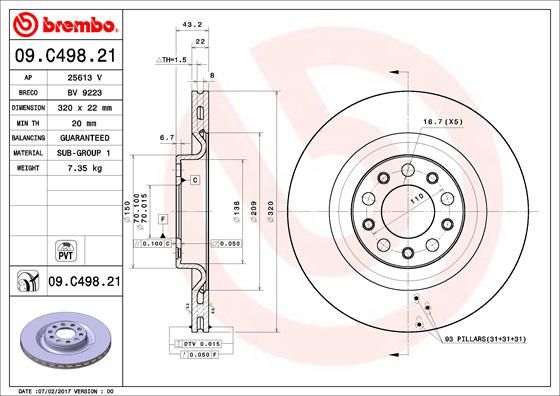 Stabdžių diskas BREMBO 09.C498.21