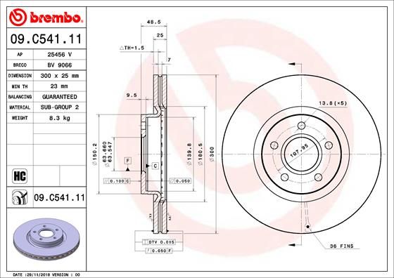 Stabdžių diskas BREMBO 09.C541.11