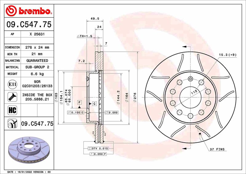 Гальмівний диск BREMBO 09.C547.75