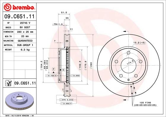 Stabdžių diskas BREMBO 09.C651.11