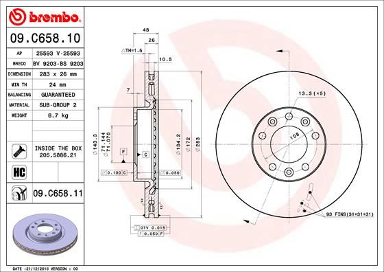 Brake Disc BREMBO 09.C658.11