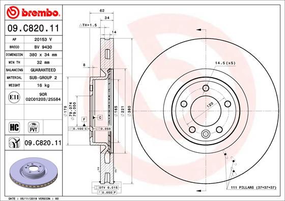 Stabdžių diskas BREMBO 09.C820.11