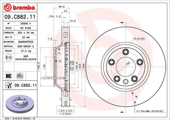 Гальмівний диск BREMBO 09.C882.11