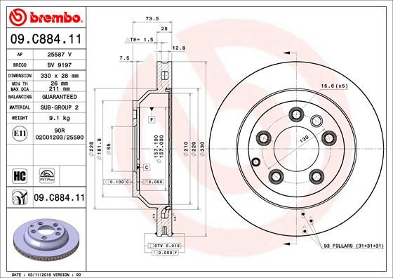 Brake Disc BREMBO 09.C884.11