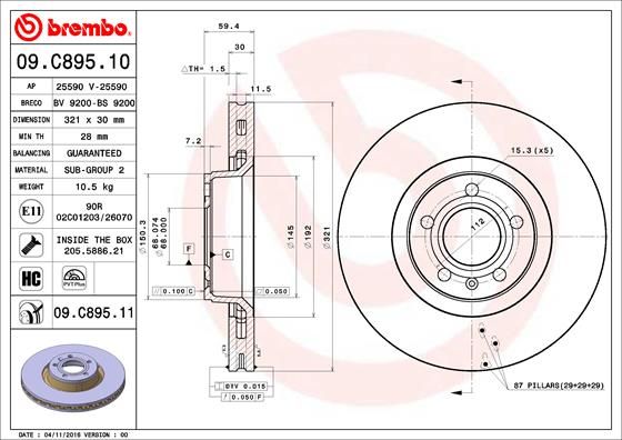 Brake Disc BREMBO 09.C895.11