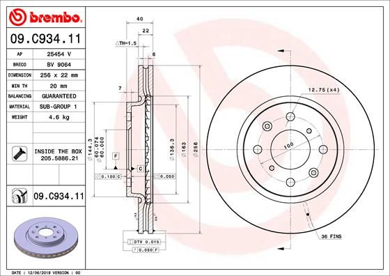 Stabdžių diskas BREMBO 09.C934.11