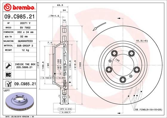 Stabdžių diskas BREMBO 09.C985.21