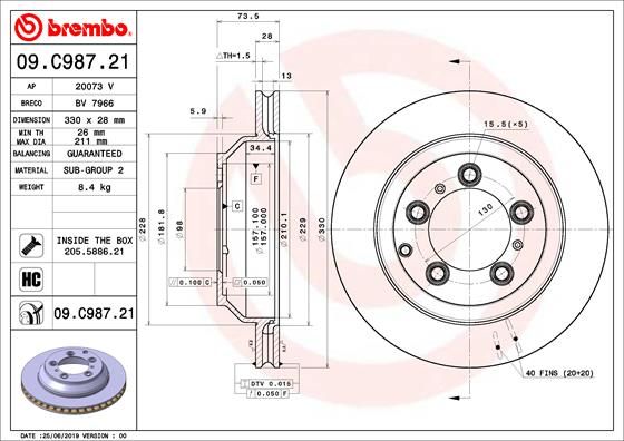 Stabdžių diskas BREMBO 09.C987.21