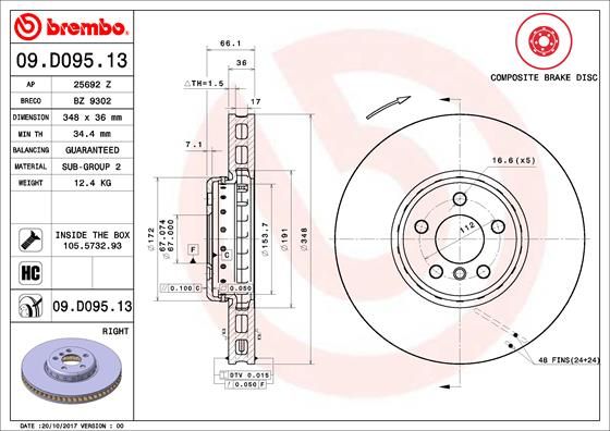 Гальмівний диск BREMBO 09.D095.13