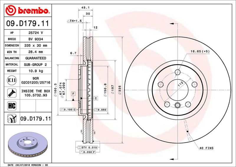Гальмівний диск BREMBO 09.D179.11