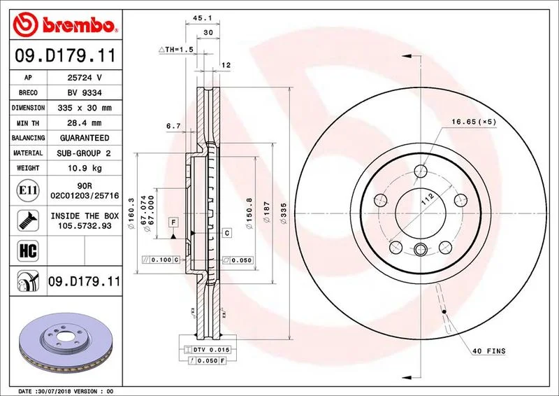 Гальмівний диск BREMBO 09.D179.11